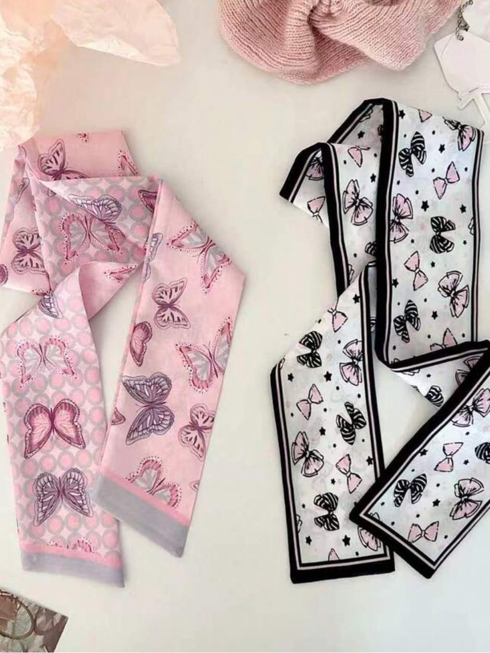 NEW Butterfly bag Scarves - Pink & Black - Picture 3 of 7